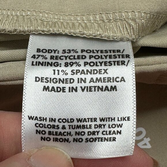 Rhoback Shorts Men 40 Beige Khaki Performance Lined 8" Flat Front Chino - Picture 7 of 16